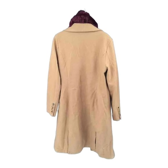 NWT CARTONNIER Anthropologie Sienna Collared Wool Blend Beige Long Coat Medium - Picture 12 of 16